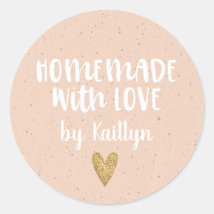 Homemade With Love Blush Pink Classic Round Sticke Sticker