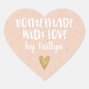 Homemade With Love Blush Pink Heart Sticker