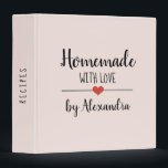 Homemade with love blush pink Name Recipe   Binder<br><div class="desc">Modern blush pink recipe binder with a black script initial and name. Personalize with your name,  initial and text on front and spine.</div>