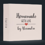 Homemade with love blush pink Name Recipe   Binder<br><div class="desc">Modern blush pink recipe binder with a black script initial and name. Personalize with your name,  initial and text on front and spine.</div>