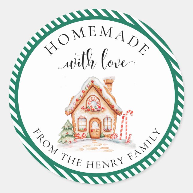 Homemade With Love Christmas Gift Tag Stickers (Front)