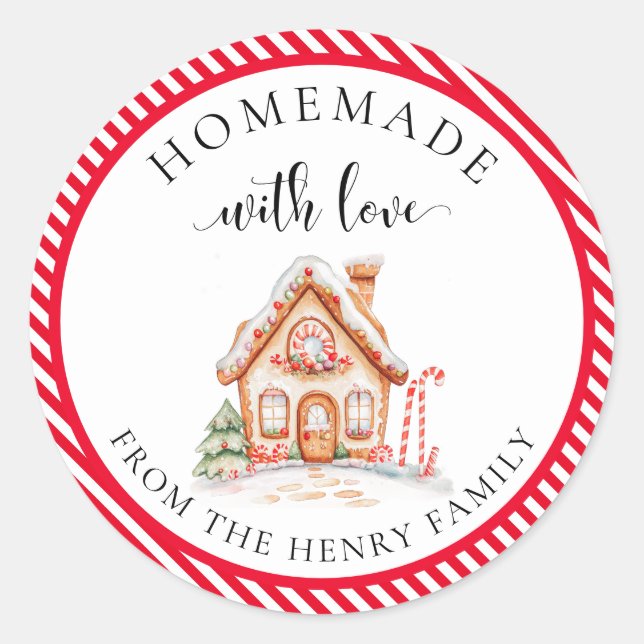 Homemade With Love Christmas Gift Tag Stickers (Front)