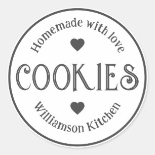 Homemade With Love Cookies Vintage Heart  Classic Round Sticker