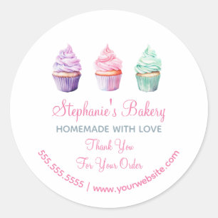 Homemade with Love  Cup Cake Bakery  Thank you Classic Round Sticker