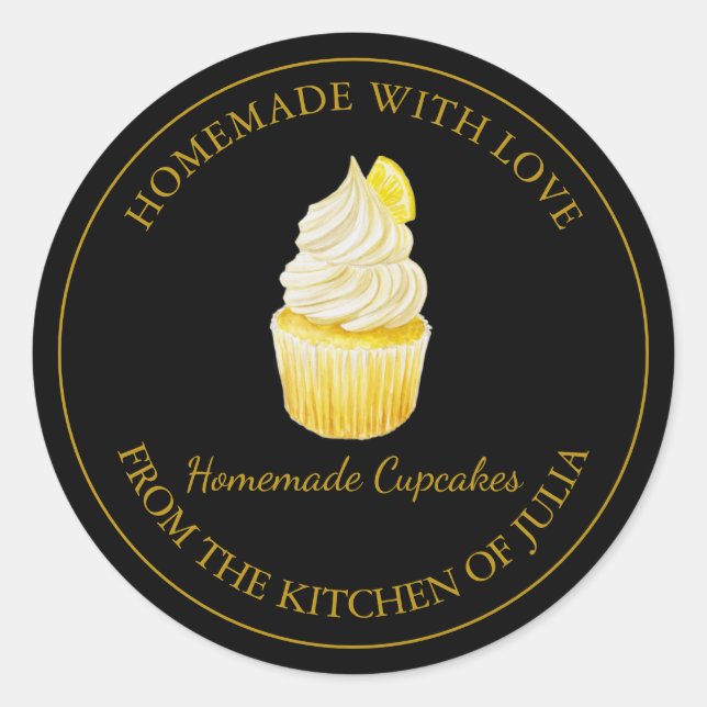 Homemade with love Cupcake Label | Black (Front)