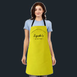 Homemade with Love Custom Kitchen Yellow Apron<br><div class="desc">Are you ready to bake up some delicious treats? This personalized apron is perfect for all the aspiring bakers out there. Featuring the phrase "Let's get baking, " it sets the tone for a fun and creative baking experience. The apron is seen here in a vibrant yellow colour, adding a...</div>