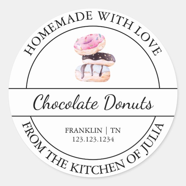 Homemade With Love Doughnut Label (Front)