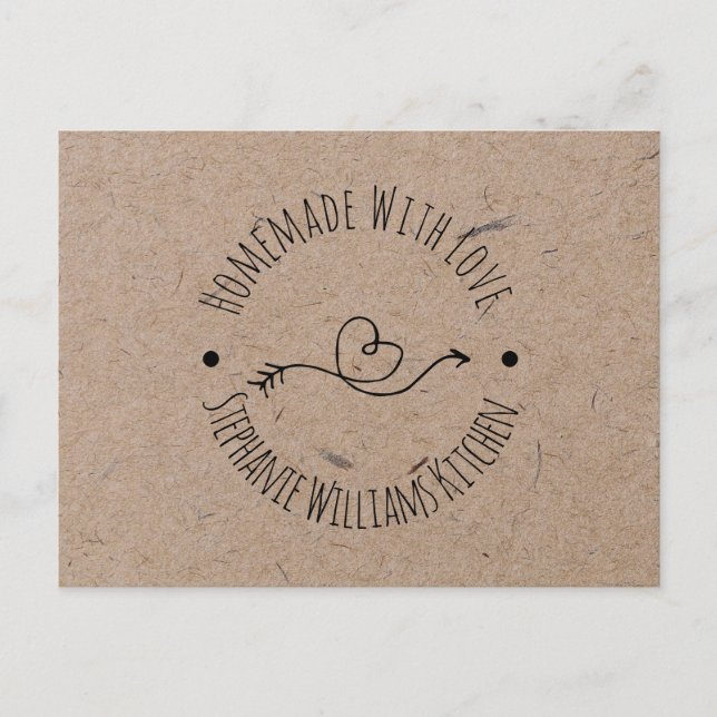 Homemade with Love | Faux Kraft Paper| Heart Arrow Postcard (Front)