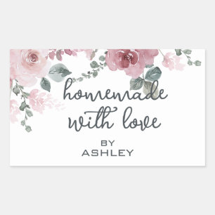 Homemade with Love Floral Rose Sticker