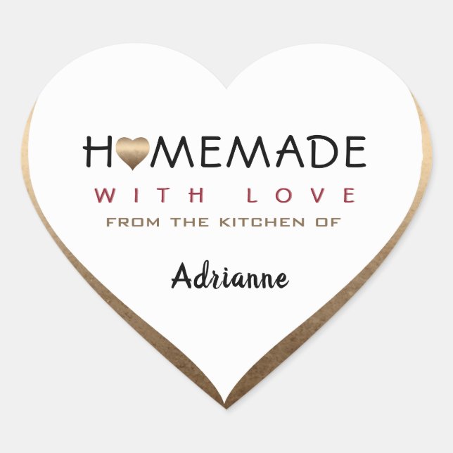 Homemade With Love from the Kitchen of (Chef name) Heart Sticker (Front)