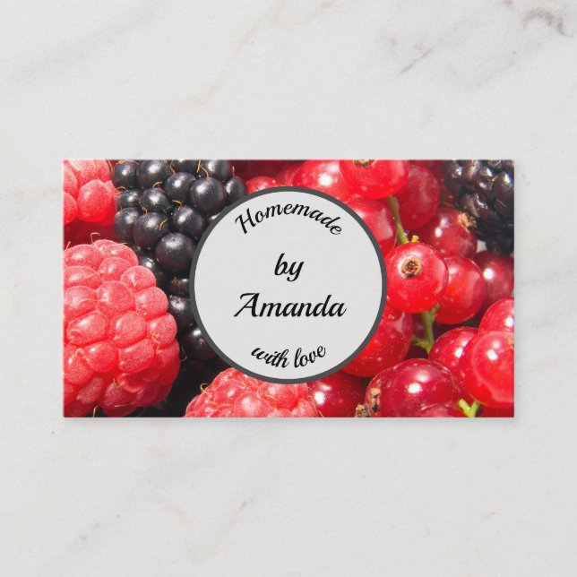 Homemade with love fruit photo customizable business card (Front)
