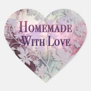 Homemade With Love heart stickers (pinks)