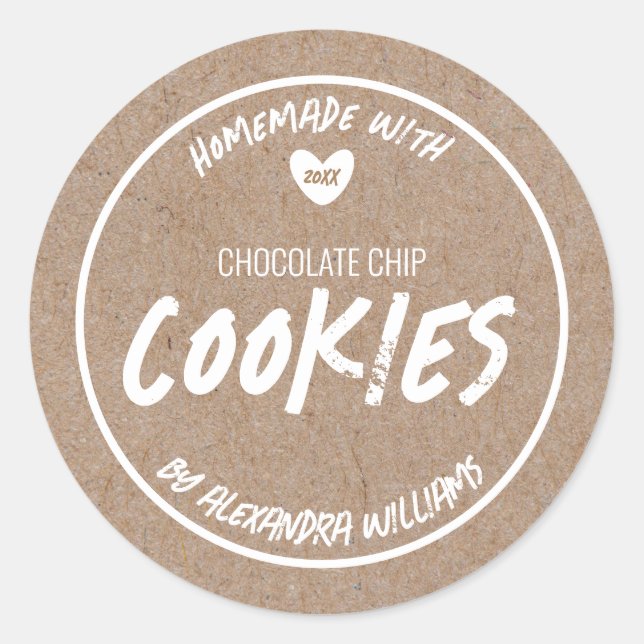 Homemade With Love Kraft Paper Classic Round Sticker (Front)