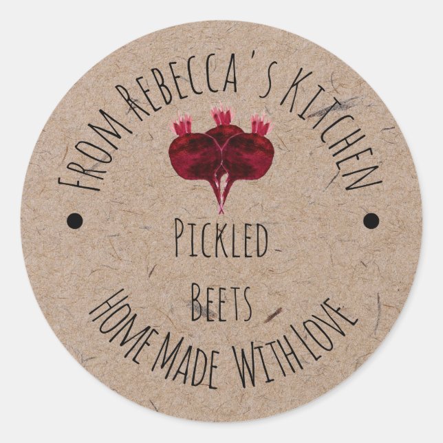 Homemade with Love Kraft Paper Pickled Beets Label (Front)