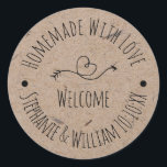 Homemade with Love Kraft Paper | Wedding Favour Classic Round Sticker<br><div class="desc">Homemade with Love Kraft Paper Welcome  Wedding Favour Stickers. Add the finishing touch to homemade wedding favours. This is a template ready for you to add your details to.</div>