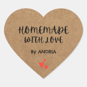 Homemade With Love Kraft Personalized Heart Sticker