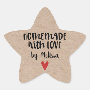 Homemade With Love Kraft Personalized Star Sticker