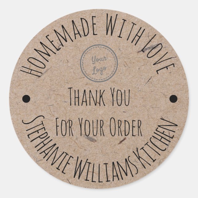 Homemade with Love | Logo Thank You For Your Order Classic Round Sticker (Front)