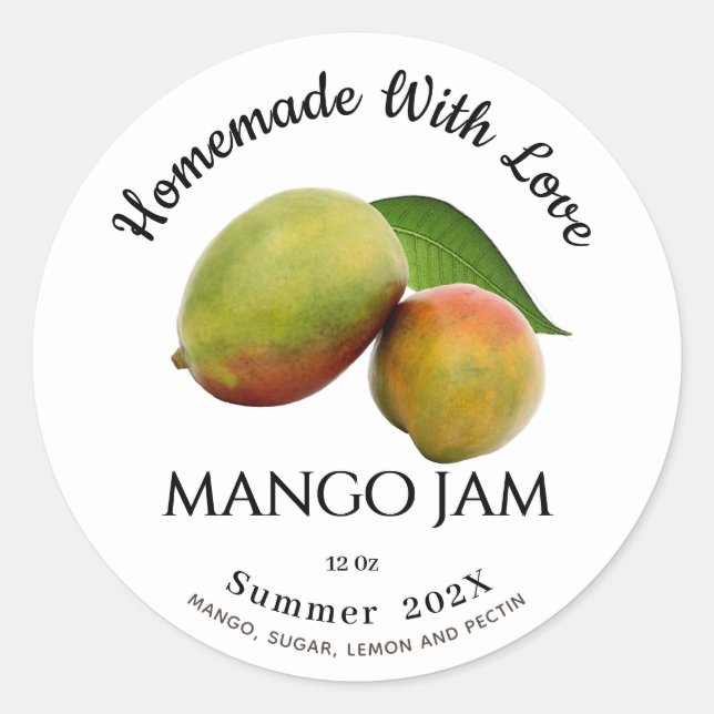  Homemade With Love Mango Jam Summer 202X  Classic Round Sticker (Front)