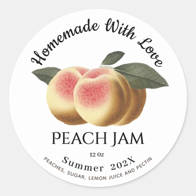  Homemade With Love Peach Jam Summer 202X Classic Round Sticker (Front)