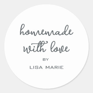 Homemade with Love Personalized Black White Gift Classic Round Sticker