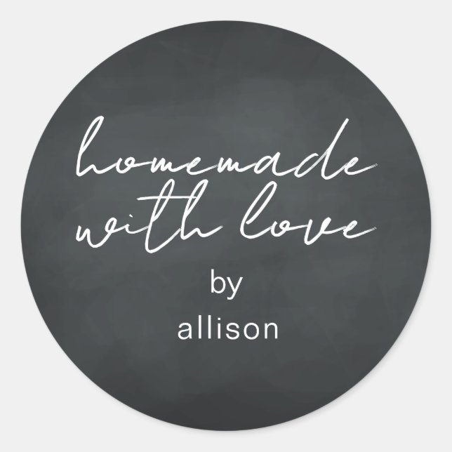 Homemade with Love Personalized Chalkboard Gift Classic Round Sticker (Front)