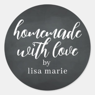 Homemade with Love Personalized Chalkboard Gift Classic Round Sticker