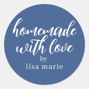 Homemade with Love Personalized Classic Blue Gift Round Sticker