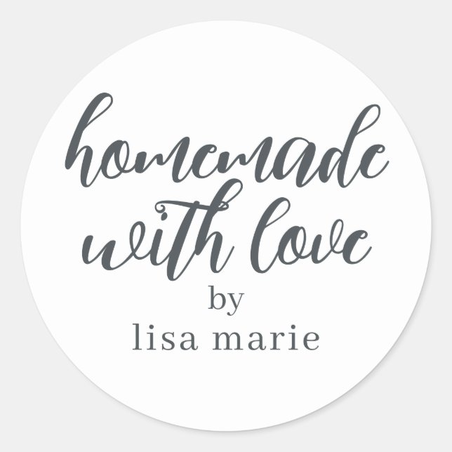 Homemade with Love Personalized  Classic Round Sticker (Front)