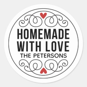 Homemade With Love Personalized Classic Round Sticker