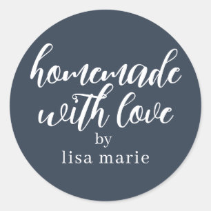 Homemade with Love Personalized Dark Blue Gift Classic Round Sticker