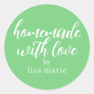 Homemade with Love Personalized Green Gift Classic Round Sticker