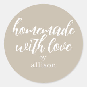 Homemade with Love Personalized Grey Gift Classic Round Sticker