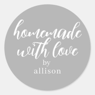 Homemade with Love Personalized Grey Gift Classic Round Sticker