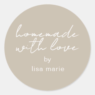 Homemade with Love Personalized Grey Gift Classic Round Sticker