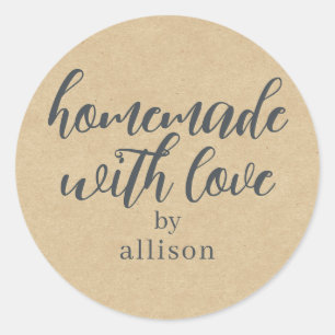 Homemade with Love Personalized Kraft Paper Classic Round Sticker