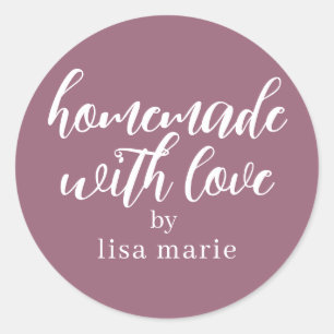 Homemade with Love Personalized Mauve Gift Classic Round Sticker