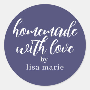 Homemade with Love Personalized Navy Blue Gift Classic Round Sticker