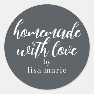 Homemade with Love Personalized Off-Black Gift Classic Round Sticker