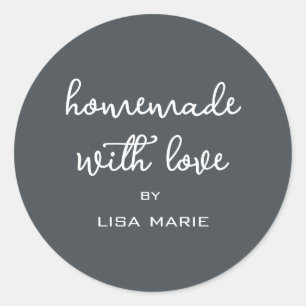 Homemade with Love Personalized Off-Black Gift Classic Round Sticker