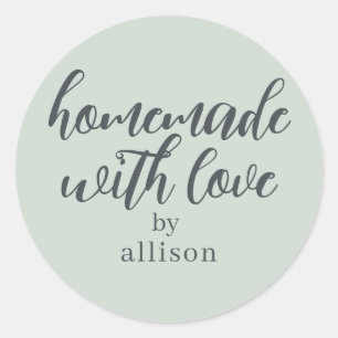 Homemade with Love Personalized Pastel Green Gift Classic Round Sticker