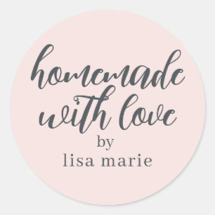 Homemade with Love Personalized Pastel Pink Gift Classic Round Sticker