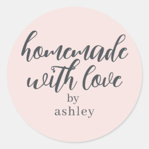 Homemade with Love Personalized Pastel Pink Gift Classic Round Sticker