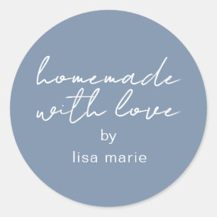 Homemade with Love Personalized Vintage Blue Gift Classic Round Sticker