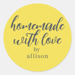 Homemade with Love Personalized Yellow Gift Classic Round Sticker