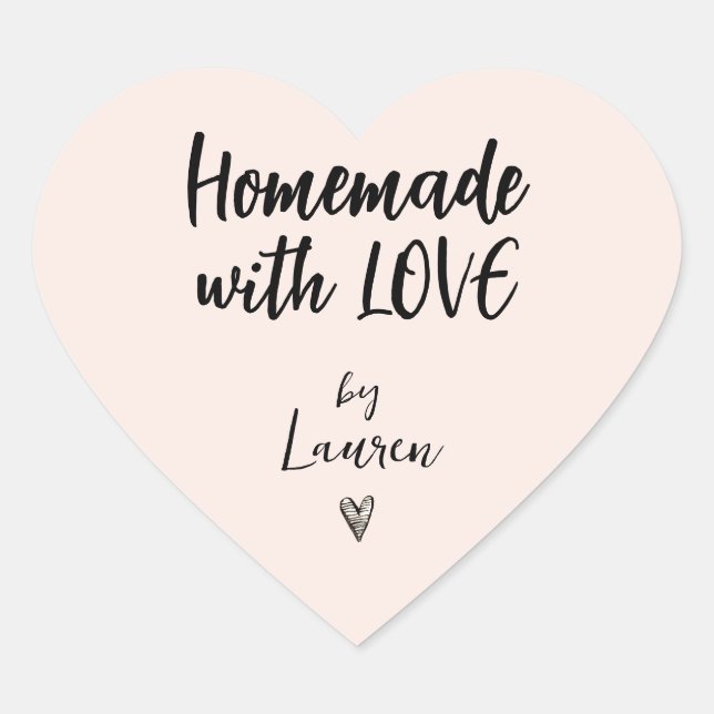 HOMEMADE with LOVE Pink & Black Heart Sticker (Front)
