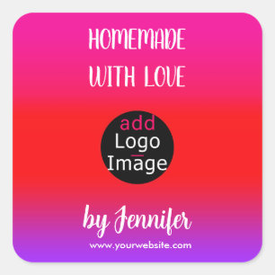 Homemade With Love Professional Customizable Logo  Square Sticker