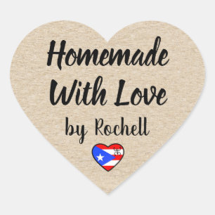 Homemade with love Puerto Rico in Heart Business Sticker