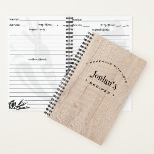 Homemade with Love Recipe Rustic Personalized Notebook