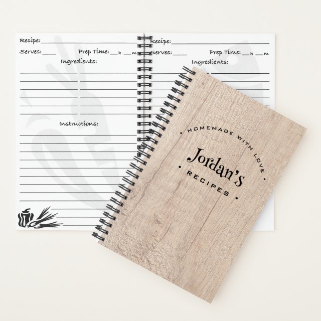 Homemade with Love Recipe Rustic Personalized Notebook (Inside)